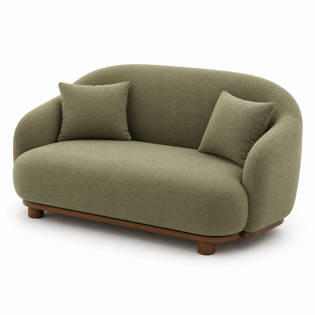 Sofa zaokraglona oliwkowa 3-osobowa-CorvelleHome